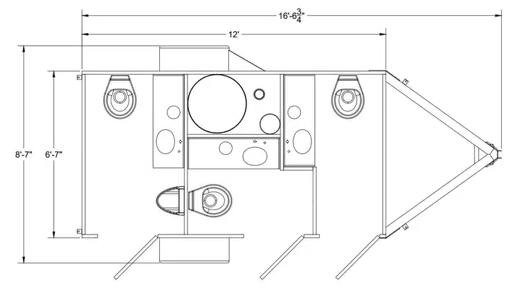 Blueprint of a restroom layout