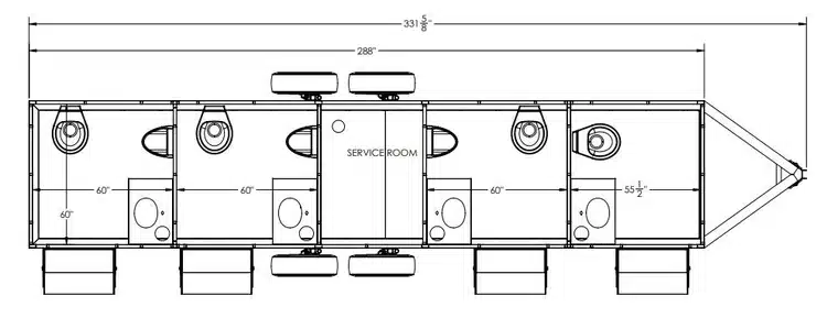 Floor plan of restroom trailer layout
