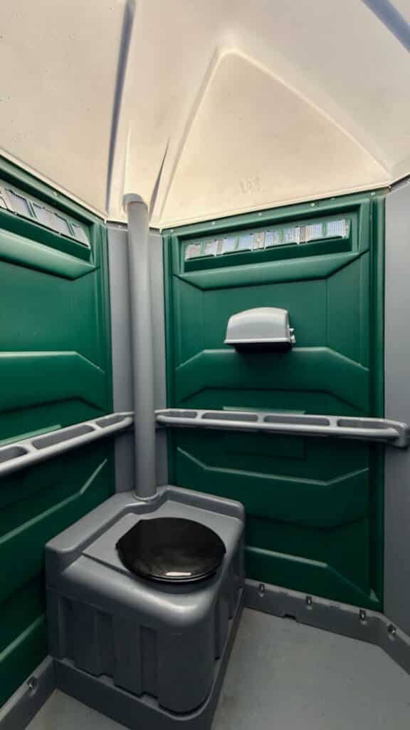 Interior of a portable toilet.
