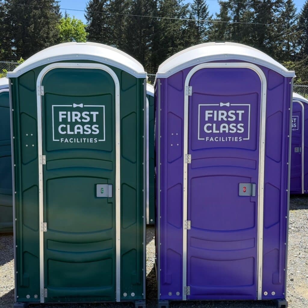 Portable Toilet Rental Cost on Vancouver Island. Portapotties on a Vancouver Island site. 